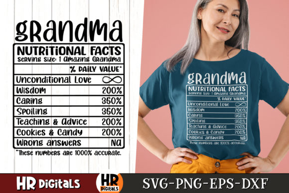 Funny Grandma Nutritional Facts SVG