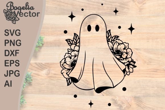 Ghost with Flowers Graphics for Crafts