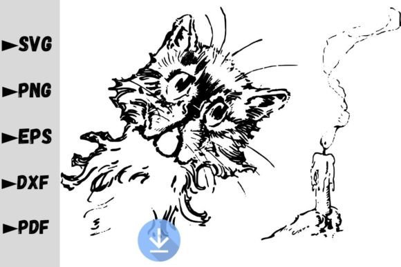 Graphic Asset for Crafts: Funny Cat Face SVG, Scary Cat SVG